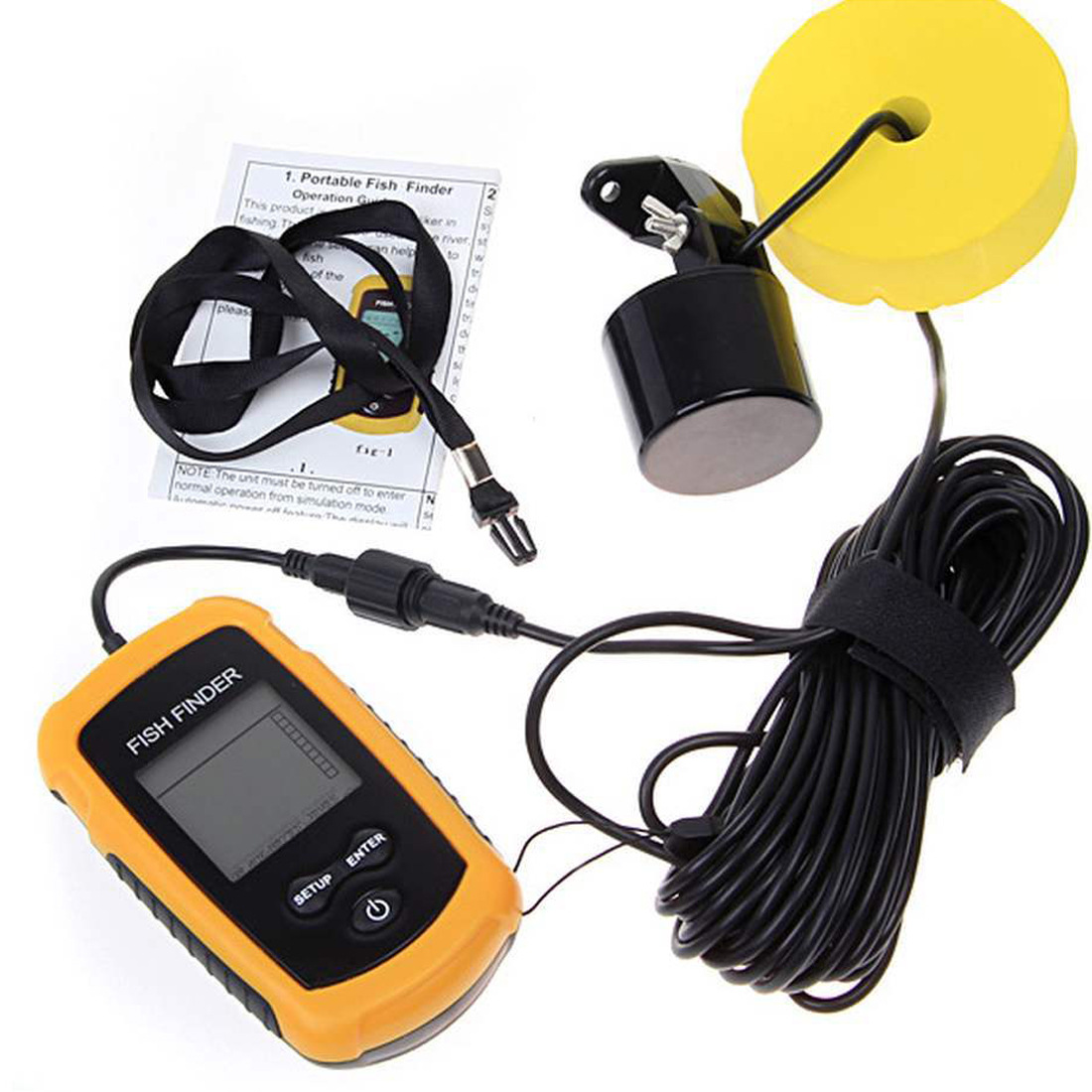 Alarm 100M Portable Sonar Fish - đánh giá và giá Fishing Depth Finder